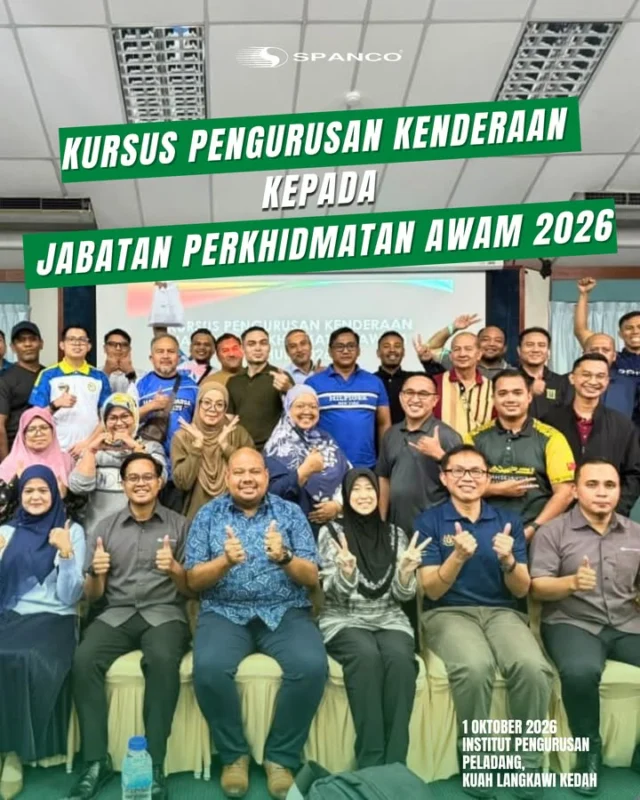 BERKONGSI ILMU, MEMPERKUKUH PENGURUSAN KENDERAAN

Satu lagi sesi perkongsian ilmu bersama Jabatan Perkhidmatan Awam (JPA)!🤝

Pada 1 Oktober 2026, SPANCO berkesempatan menyampaikan sesi sempena Kursus Pengurusan Kenderaan JPA Tahun 2026 di Institut Pengurusan Peladang, Kuah, Langkawi, Kedah.

Seramai 60 orang peserta menyertai kursus ini, yang turut dihadiri oleh YBrs. Puan Ani Fadilah binti Dahri, Ketua Penolong Pengarah, Sektor Logistik dan Fasiliti, JPA serta YBrs. Encik Au Yeong How, Penolong Pengarah Kanan.

Sesi perkongsian SPANCO menampilkan Encik Muhammad Aizat bin Mohammad Fadzir daripada Bahagian Operasi serta Encik Mohd Faiz Izwan Ishak daripada Bahagian Servis dan Penyenggaraan.

Daripada operasi hinggalah kepada servis dan penyenggaraan, perkongsian ini memberi gambaran lebih dekat mengenai peranan SPANCO dalam menyokong pengurusan dan penggunaan kenderaan kerajaan.

Terima kasih Jabatan Perkhidmatan Awam 🇲🇾 atas jemputan dan kerjasama yang diberikan. Semoga perkongsian ini terus membuka ruang untuk lebih banyak kolaborasi dan perkongsian ilmu pada masa akan datang. 🤝

SPANCO – Sentiasa Bersama Mu.

#spancomy #spancosdnbhd #SentiasaBersamaMu #JPA #jabatanperkhidmatanawam
